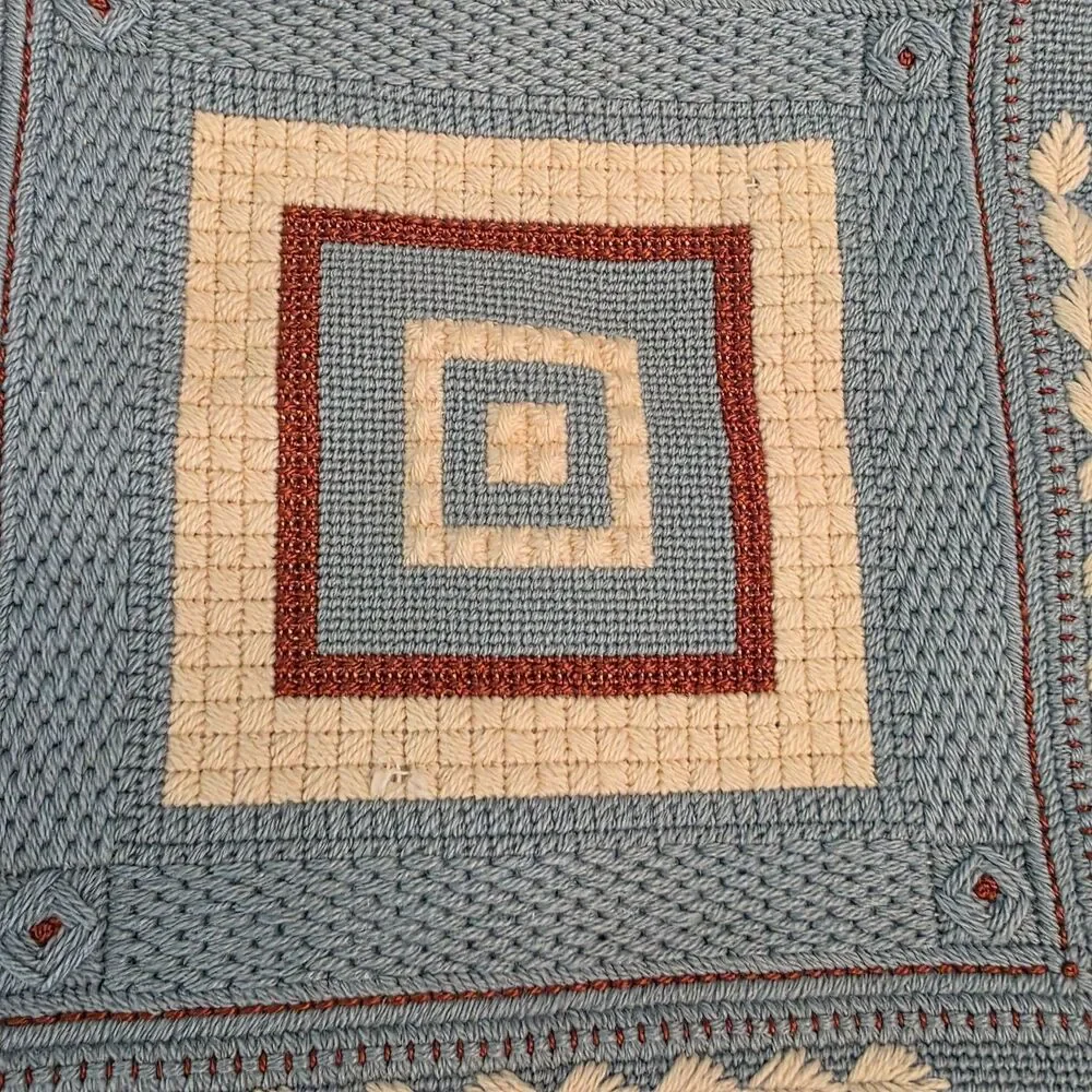 VTG Handmade Crochet Velvet Knit Southwestern Lace Throw Pillow Cover 20